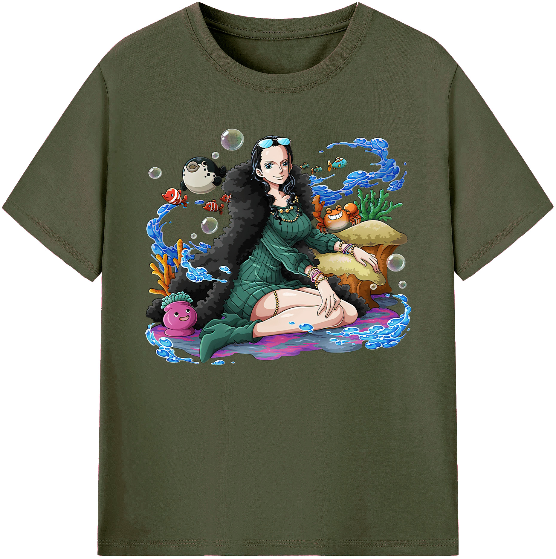 ワンピース ニコ・ロビン ONE PIECE Nico Robin 綿100％ メンズ半袖Tシャツ｜肌触りやわらか＆通気性